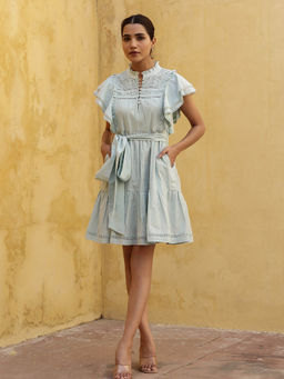 CUSTARD - Renee Blue Short Dress