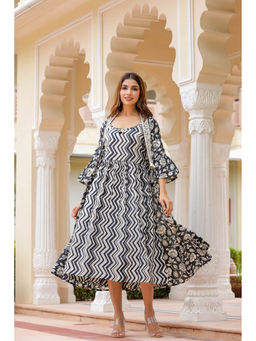 CUSTARD - Black And Beige Shrug Maxi