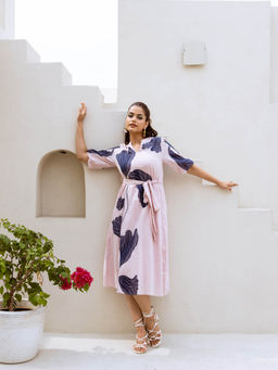 CUSTARD - Pink Coton Embroidery Dress