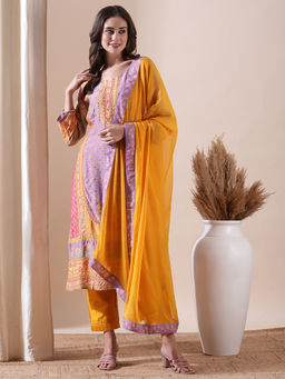 FASHOR - Multi Printed Kurta With Pant & Dupatta - Multi (Set of 3)