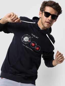 Campus Sutra - Men Typographic Hooded Sweatshirt