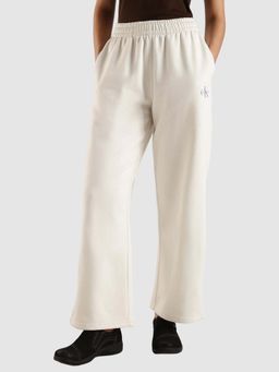 Calvin Klein - Off White Wide Leg Fit Solid Mid Rise Trackpant