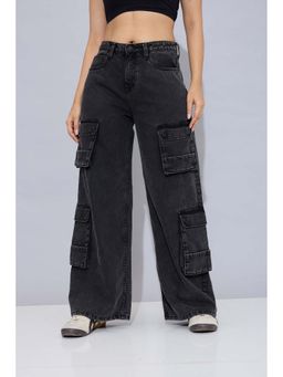 STORMY JEANS - Black Stacked Cargo Jeans