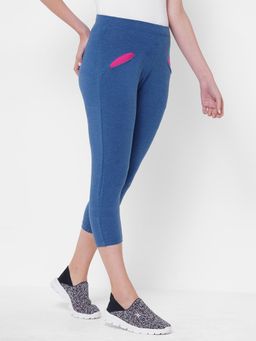 Sweet Dreams - Women Solid Blue Capri Tights