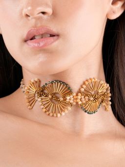 House of D'oro - Women Gold Wisteria Handcrafted Choker Necklace