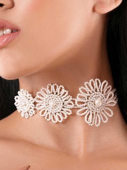 House of D'oro - Women White Unique Design Latica Handcrafted Choker Necklace