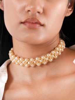 House of D'oro - Women Beige Helmi Handcrafted Choker Necklace