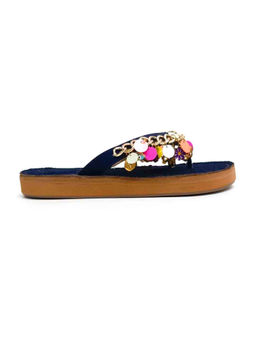 VANSON - LUCKY CHARMS Regular Wear V Straps Navy Blue Sandals