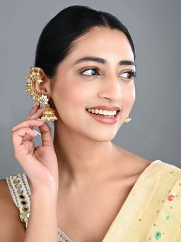 Anvik - White Stone Ear Cuffs with Jhumka