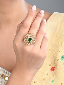 Anvik - Emerald Multi-Color Stone and Crystal Floral Ring