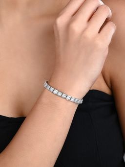 Anvik - Elegant Silver-Tone CZ Tennis double line Bracelet