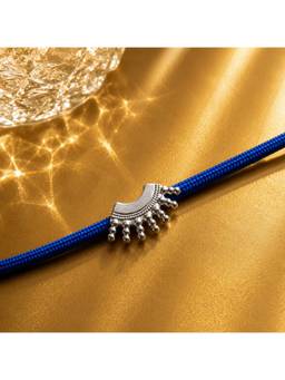 Suhani Pittie - Handcrafted Silver Cord Blue Rakhi