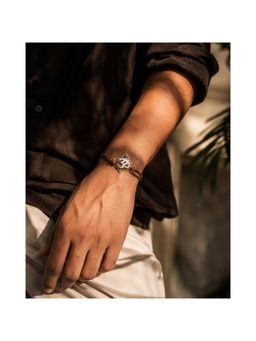 Suhani Pittie - Silver Om Reusable Magnetic Closure Brown Rakhi