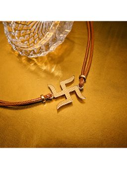 Suhani Pittie - Handcrafted Swastik with Brown Threads Rakhi