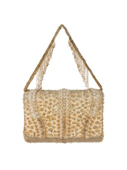 Lovetobag - Veira Flapover Clutch Peerless Gold Lustrous Silver with Handle