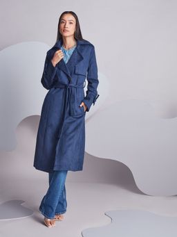 Twenty Dresses by Nykaa Fashion - Blue Tie Up Mid Calf Overcoat (Set of 2)