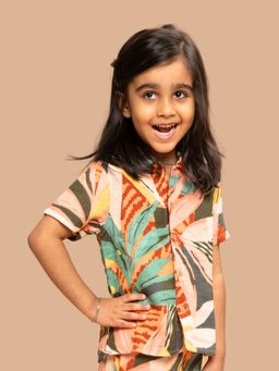 Kids of Greendeer - Funky Jungle Print Half Sleeve Shirt