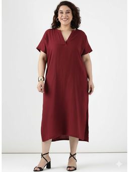 THE PINK MOON - Red Plus Size Midi Dress