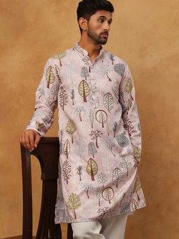 Jompers - Printed Cotton Blend Pink Kurta