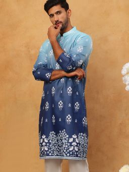Jompers - Blue Printed Cotton Blend Kurta