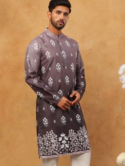 Jompers - Charcoal Printed Cotton Blend Kurta