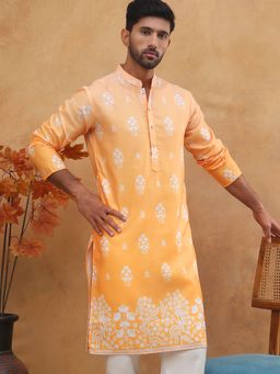 Jompers - Orange Printed Cotton Blend Kurta