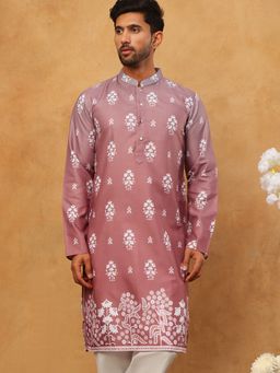 Jompers - Onion Pink Printed Cotton Blend Kurta