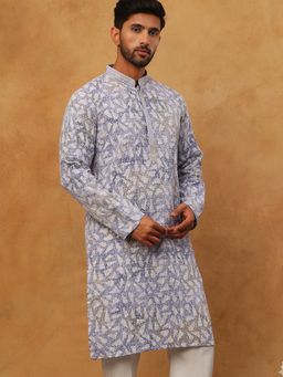 Jompers - Men Purple Embroidered Kurta