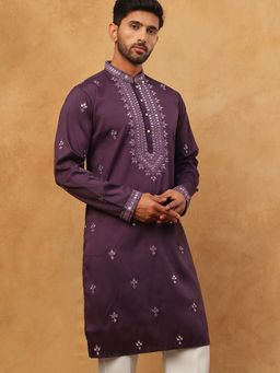 Jompers - Festive Wear Silk Blend Embroidered Purple Kurta