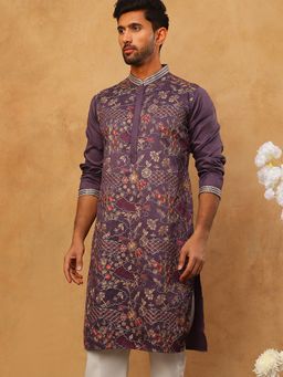Jompers - Premium Silk Blend Embroidered Purple Kurta