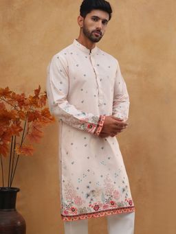 Jompers - Cotton Blend Printed Straight peach Kurta