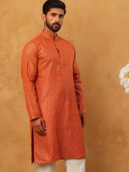 Jompers - Festive Cotton Blend Printed Orange Kurta