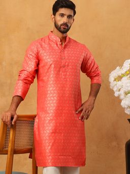 Jompers - Festive Cotton Blend Printed Peach Kurta
