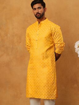 Jompers - Festive Cotton Blend Printed Yellow Kurta