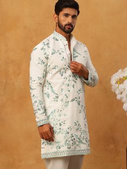 Jompers - Silk Blend Embroidered White Kurta