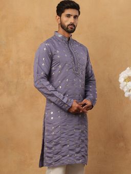 Jompers - Festive Silk Blend Sequin Work Purple Kurta