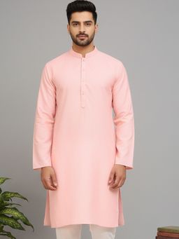 Jompers - Solid Cotton Pink Kurta for Men