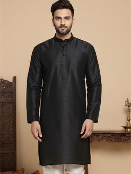 Jompers - Men Black Dupion Silk Kurta