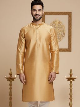 Jompers - Men Dark Golden Dupion Silk Kurta