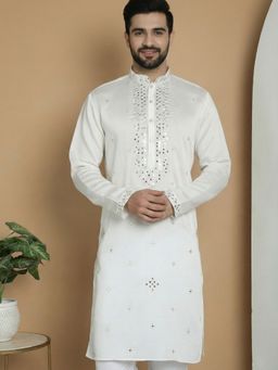 Jompers - Men White Embroidered Kurta