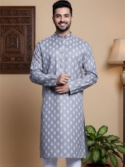 Jompers - Printed Dark Grey Kurta for Men