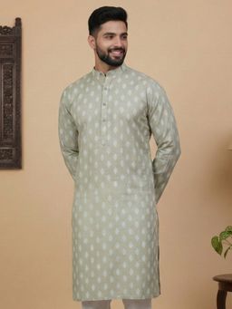 Jompers - Printed Grey Kurta for Men