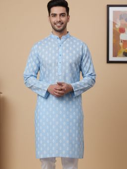 Jompers - Printed Blue Kurta for Men