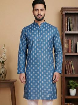 Jompers - Printed Teal Kurta for Men