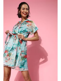 AAREIN - Women Green Floral A-Line Mini Dress