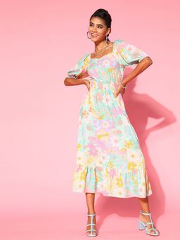 AAREIN - Women Multi-Color Floral A-Line Midi Dress