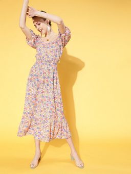 AAREIN - Women Multi-Color Floral A-Line Midi Dress