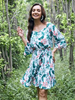 AAREIN - Women Multi-Color Floral A-Line Knee Length Dress