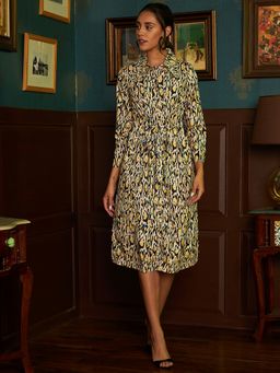 AAREIN - Women Yellow Printed Regular Midi Dress