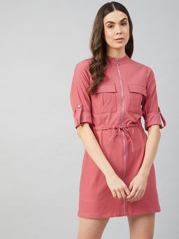 AAREIN - Women Pink Solid Regular Mini Dress